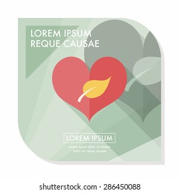 Environmental protection concept flat icon with long shadow,eps10; Sincerely protect our environment; heart concept
