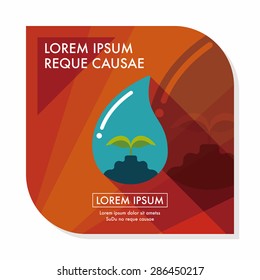 Environmental protection concept flat icon with long shadow,eps10; Conserve water, protect the environment.