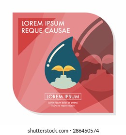 Environmental protection concept flat icon with long shadow,eps10; Conserve water, protect the environment.