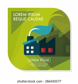 Environmental protection concept flat icon with long shadow,eps10; The factory do well on emission to not pollute the air and environment