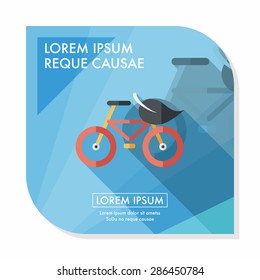 Environmental protection concept flat icon with long shadow,eps10; More cycling to reduce emissions