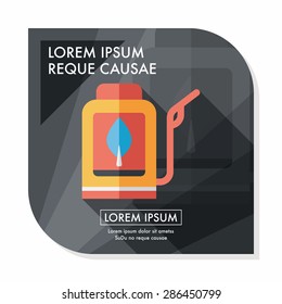 Environmental protection concept flat icon with long shadow,eps10; Reduce the use of gasoline, reduce air pollution