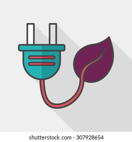 Environmental protection concept flat icon with long shadow,eps10; Saving energy, turning off lights
