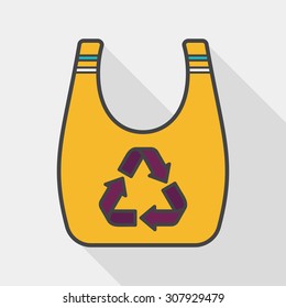 Environmental protection concept flat icon with long shadow,eps10; Recycled shopping bag