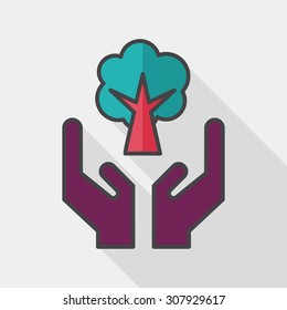 Environmental protection concept flat icon with long shadow,eps10; Protect our forests and ecological plant.