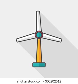 Environmental protection concept flat icon with long shadow,eps10; wind energy; saving energy; renewable energy