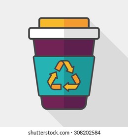 Environmental protection concept flat icon with long shadow,eps10; Recycled water bottle