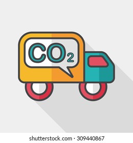 Environmental protection concept flat icon with long shadow,eps10; Reduce the use of gasoline, reduce air pollution