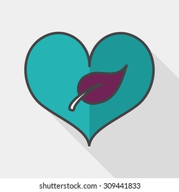 Environmental protection concept flat icon with long shadow,eps10; Sincerely protect our environment; heart concept