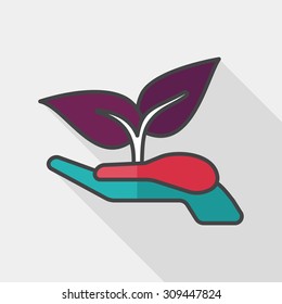 Environmental protection concept flat icon with long shadow,eps10; Protect our forests and ecological plant.