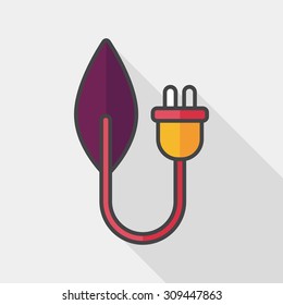 Environmental protection concept flat icon with long shadow,eps10; Saving energy to protect our environment