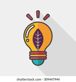 Environmental protection concept flat icon with long shadow,eps10; Saving energy, turning off lights