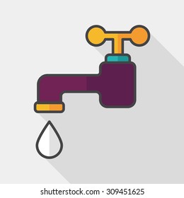 Environmental protection concept flat icon with long shadow, eps10; Conserve water, protect the environment.
