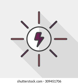 Environmental protection concept flat icon with long shadow, eps10; solar energy; saving energy