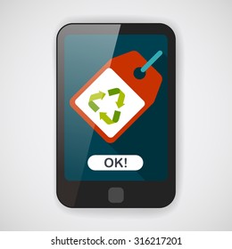 Environmental protection concept flat icon with long shadow,eps10, recycled tag