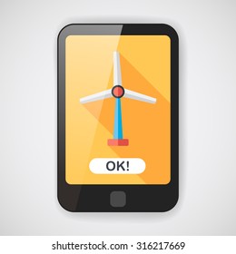 Environmental protection concept flat icon with long shadow,eps10; wind energy; saving energy; renewable energy