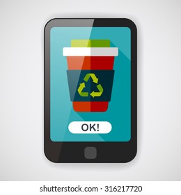 Environmental protection concept flat icon with long shadow,eps10; Recycled water bottle
