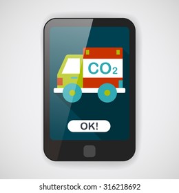 Environmental protection concept flat icon with long shadow,eps10; Reduce the use of gasoline, reduce air pollution