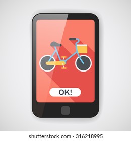 Environmental protection concept flat icon with long shadow,eps10; More cycling to reduce emissions