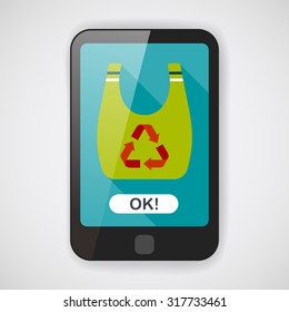 Environmental protection concept flat icon with long shadow,eps10; Recycled shopping bag