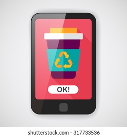 Environmental protection concept flat icon with long shadow,eps10; Recycled water bottle