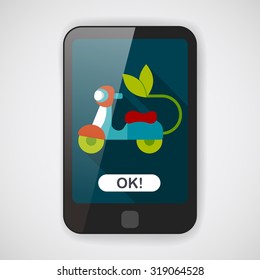 Environmental protection concept flat icon with long shadow,eps10; Reduce riding a motorcycle, reduce air pollution