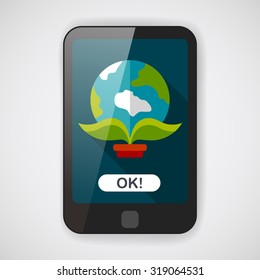 Environmental protection concept flat icon with long shadow,eps10; Protect our environment, protect our planet