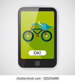Environmental protection concept flat icon with long shadow,eps10; More cycling to reduce emissions