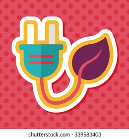 Environmental protection concept flat icon with long shadow,eps10; Saving energy, turning off lights