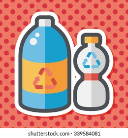 Environmental protection concept flat icon with long shadow,eps10; Recycled water bottle