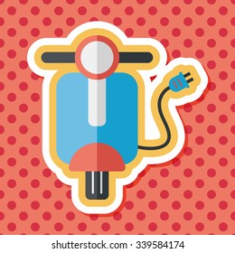 Environmental protection concept flat icon with long shadow,eps10; Reduce riding a motorcycle, reduce air pollution; Electric Motorcycles