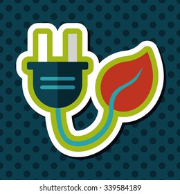 Environmental protection concept flat icon with long shadow,eps10; Saving energy, turning off lights