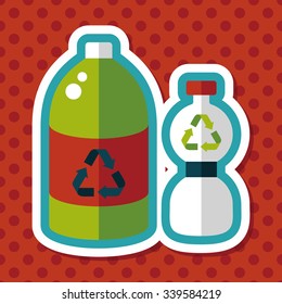 Environmental protection concept flat icon with long shadow,eps10; Recycled water bottle