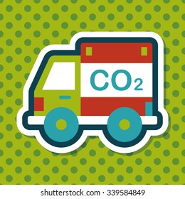 Environmental protection concept flat icon with long shadow,eps10; Reduce the use of gasoline, reduce air pollution