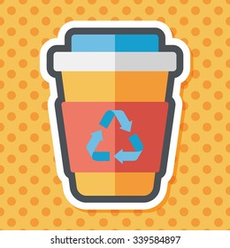 Environmental protection concept flat icon with long shadow,eps10; Recycled water bottle