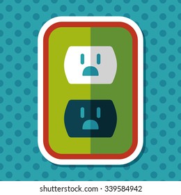 Environmental protection concept flat icon with long shadow,eps10; Saving energy, turning off lights