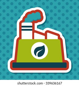 Environmental protection concept flat icon with long shadow,eps10; The factory do well on emission to not pollute the air and environment
