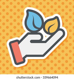 Environmental protection concept flat icon with long shadow,eps10; Sincerely protect our environment; saving energy to protect our home