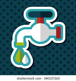 Environmental protection concept flat icon with long shadow,eps10; Conserve water, protect the environment.
