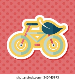 Environmental protection concept flat icon with long shadow,eps10; More cycling to reduce emissions