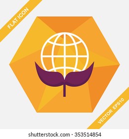Environmental protection concept flat icon with long shadow,eps10; Protect our environment, protect our planet