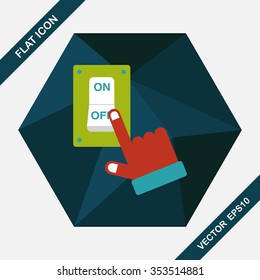 Environmental protection concept flat icon with long shadow,eps10; Saving energy, turning off lights