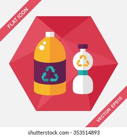 Environmental protection concept flat icon with long shadow,eps10; Recycled water bottle
