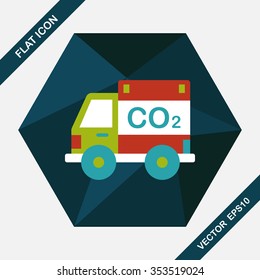 Environmental protection concept flat icon with long shadow,eps10; Reduce the use of gasoline, reduce air pollution