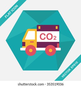 Environmental protection concept flat icon with long shadow,eps10; Reduce the use of gasoline, reduce air pollution