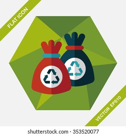 Environmental protection concept flat icon with long shadow,eps10, Doing recycle to protect our environment; recycled garbage