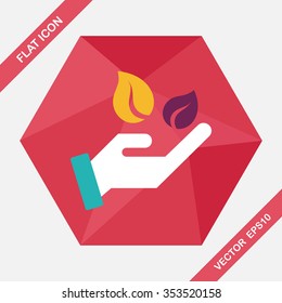 Environmental protection concept flat icon with long shadow,eps10; Sincerely protect our environment; saving energy to protect our home