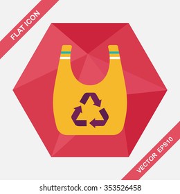 Environmental protection concept flat icon with long shadow,eps10; Recycled shopping bag