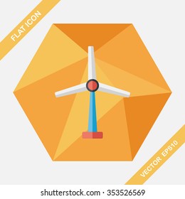 Environmental protection concept flat icon with long shadow,eps10; wind energy; saving energy; renewable energy
