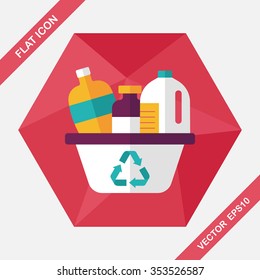 Environmental protection concept flat icon with long shadow,eps10; No chemical additives cleaners.